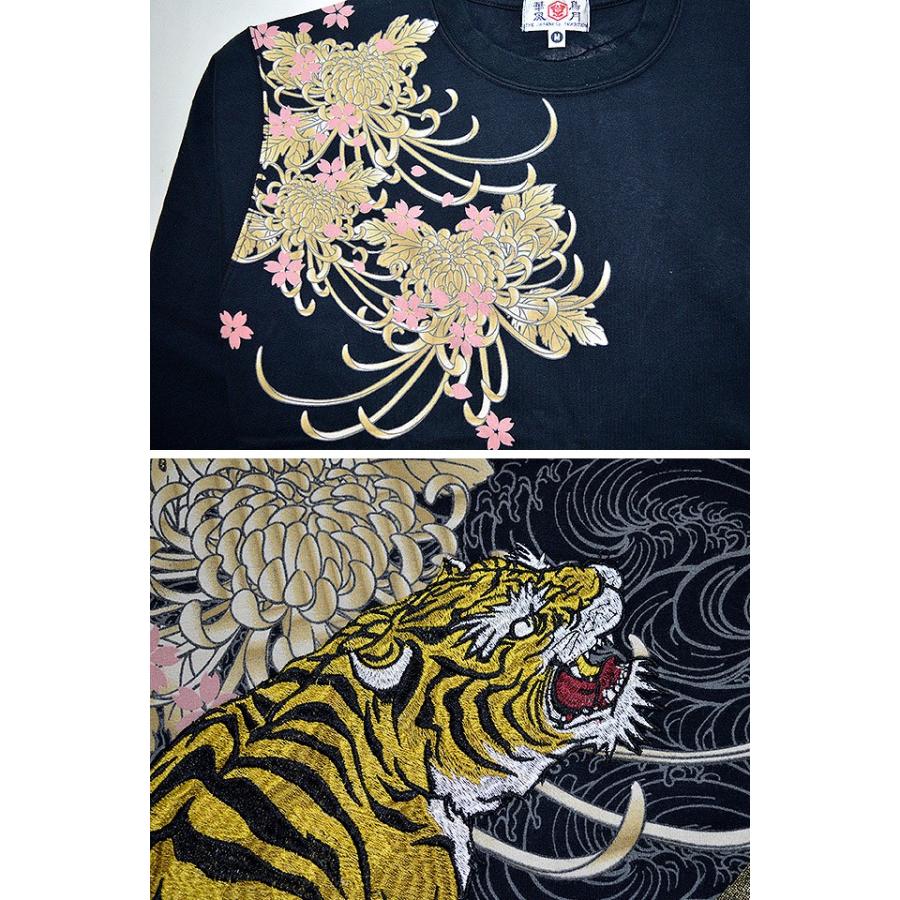 虎柄長袖tシャツ 華鳥風月 和柄 和風 トラ ロングtシャツ ロンt 刺繍 波 菊 桜 Kac M サクラスタイル 通販 Yahoo ショッピング