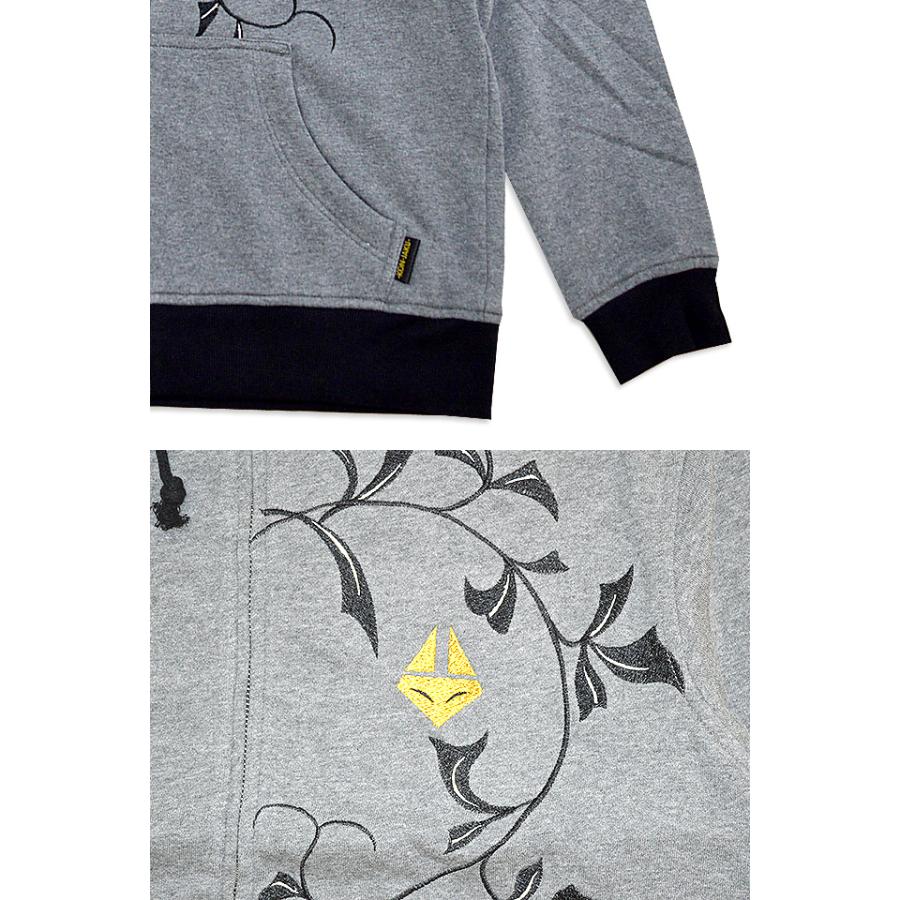 薔薇は美しいパーカー 今昔 KJP-20028 和柄 和風 狐 きつね キツネ 刺繍 こんじゃく 今昔 薔薇は美しいパーカー KJP こんじゃく