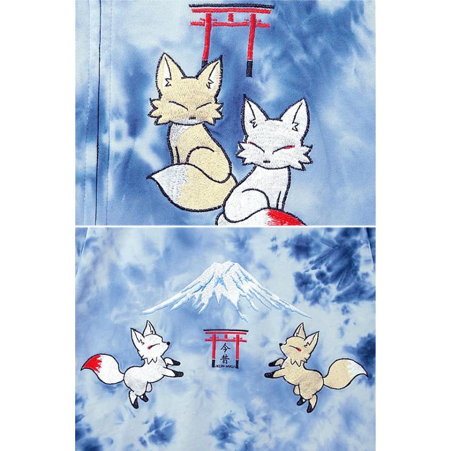 金狐と銀狐タイダイパーカー 今昔 KJ-22006 和柄 和風 きつね