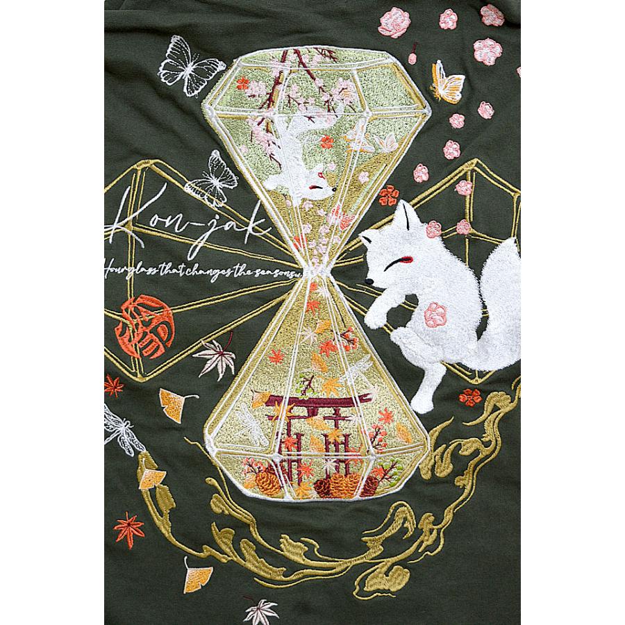 砂時計パーカー 今昔 KJ-29096 和柄 和風 狐 きつね キツネ 刺繍