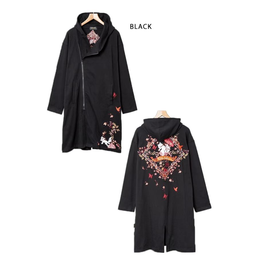 ビサンチンの花刺繍斜めジップロングパーカー 今昔 KJ-29254 和柄 和風