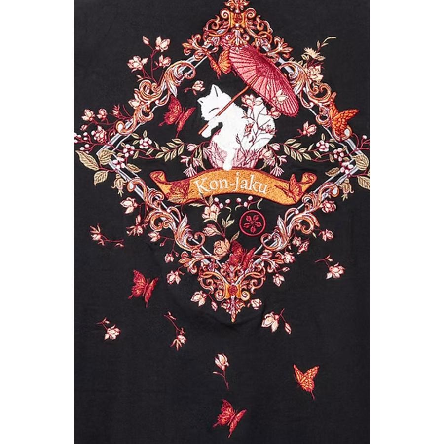 ビサンチンの花刺繍斜めジップロングパーカー 今昔 KJ-29254 和柄 和風