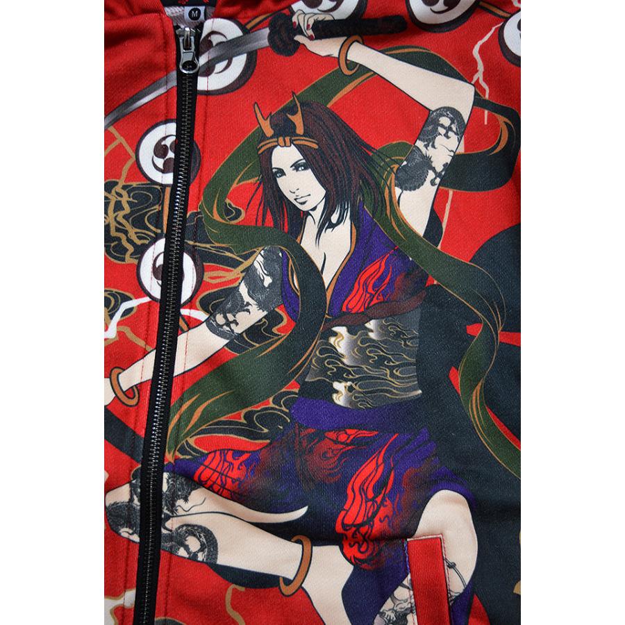 抜刀娘 風神雷神ジップパーカー 抜刀娘 2111 和柄 和風 姉御 花魁 スエット Kkd M サクラスタイル 通販 Yahoo ショッピング