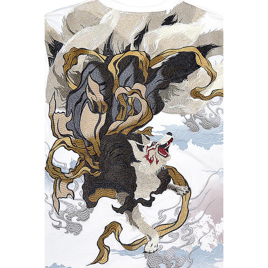 九尾化け狐半袖tシャツ 絡繰魂 2160 和柄 和風 きつね キツネ 粋 刺繍 からくり Kkd M サクラスタイル 通販 Yahoo ショッピング