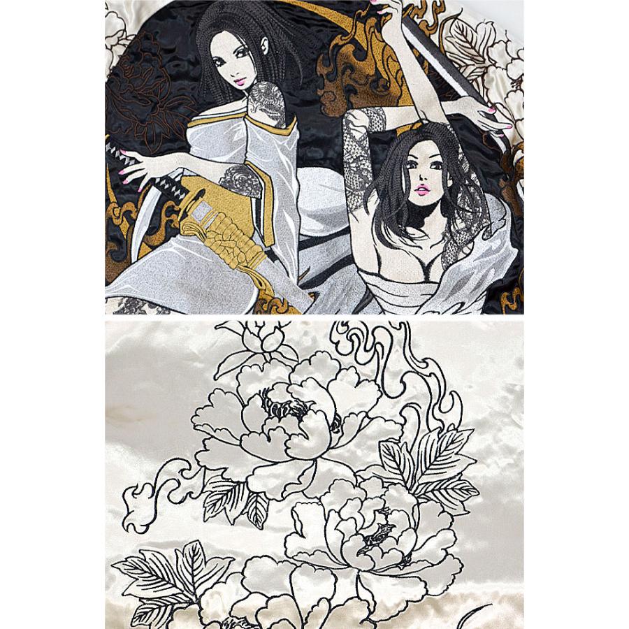 抜刀娘 スカジャン リバーシブル サテンジャケット XL 抜刀娘 凛×結愛誘惑リバーシブルスカジャン 231003 和柄 和風