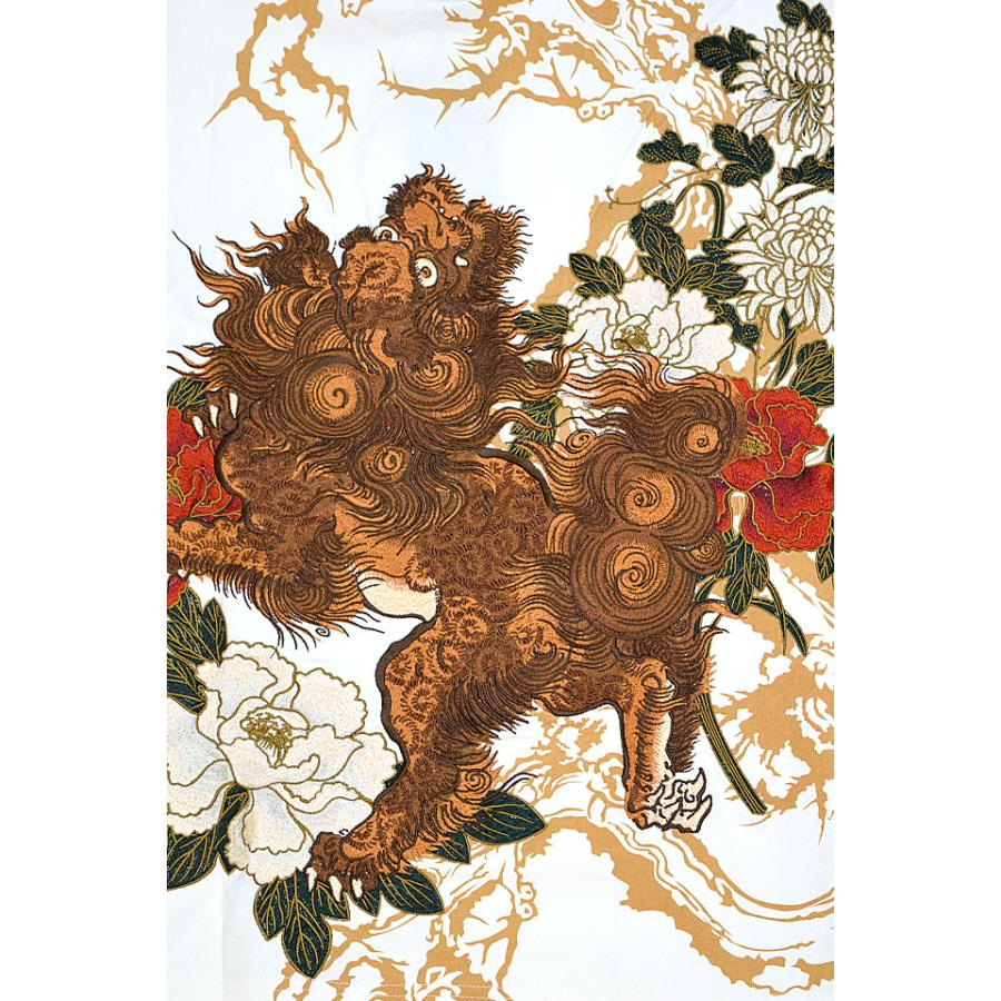 粋・唐獅子牡丹半袖Tシャツ 絡繰魂 232034 和柄 和風 刺繍 豪華 粋・唐獅子牡丹半袖Tシャツ 絡繰魂 232034 和柄 和風 刺繍 豪華