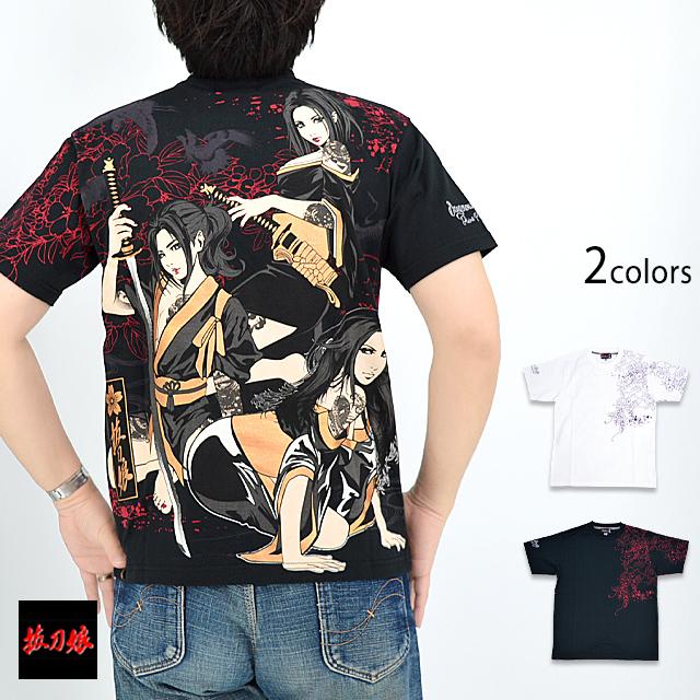 抜刀娘 忍三人娘半袖Tシャツ 抜刀娘 232058 和柄 和風 花魁 姉御 着物 抜刀娘 忍三人娘半袖Tシャツ 232058 和柄 和風 花魁 姉御 着物