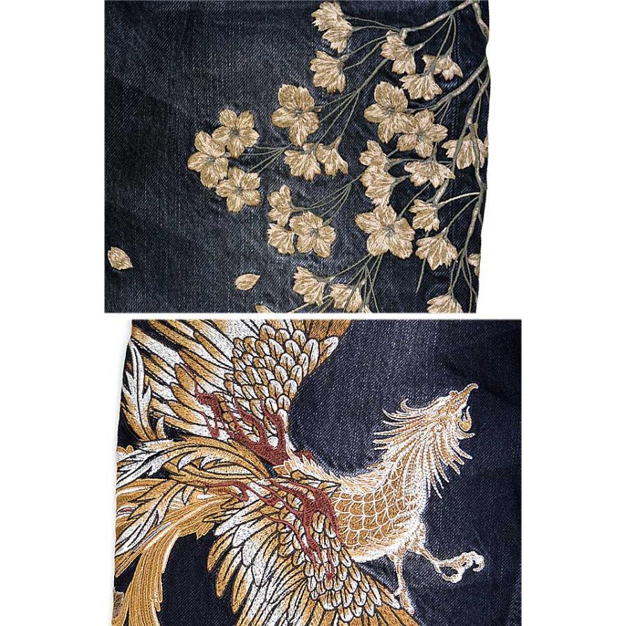 粋 鳳凰5連ポケットデニムパンツ 絡繰魂 233225 和柄 和風 刺繍 粋 鳳凰5連ポケットデニムパンツ 絡繰魂 233225 和柄 和風 刺繍