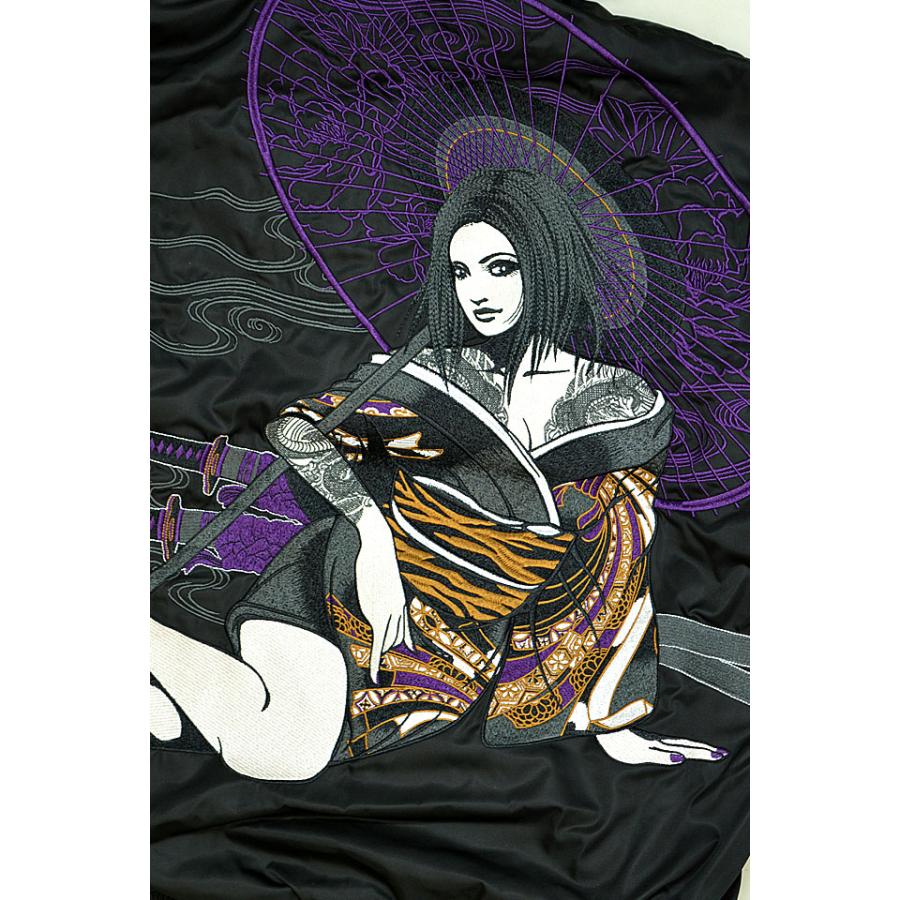 抜刀娘 凛リバーシブルMA-1ブルゾン 234013 和柄 和風 ミリタリー 刺繍
