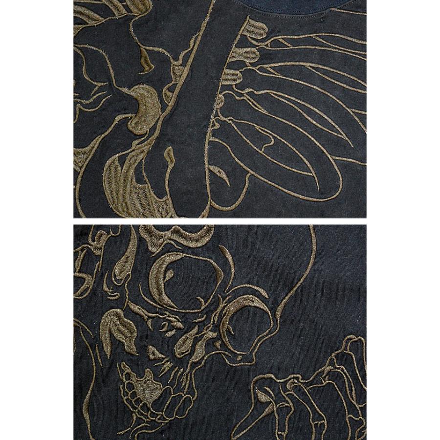 粋 がしゃどくろロングTシャツ 絡繰魂 241026 和柄 和風 刺繍 粋 がしゃどくろロングTシャツ 絡繰魂 241026 和柄 和風 刺繍