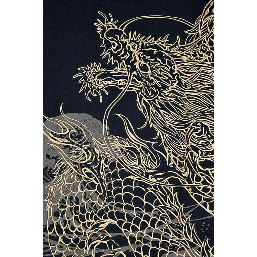 龍彫りロングTシャツ 絡繰魂 241034 和柄 和風 刺繍 竜 ドラゴン
