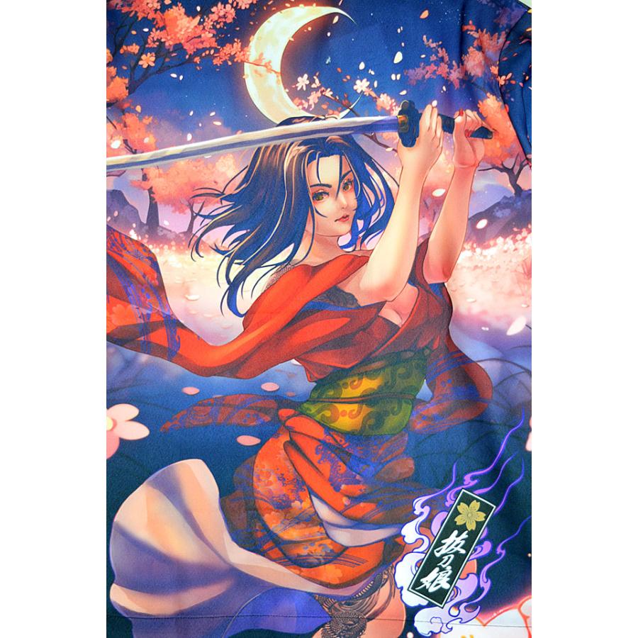 抜刀娘 美麗 娘の長袖シャツ 241869 和柄 和風 着物 花魁 総柄