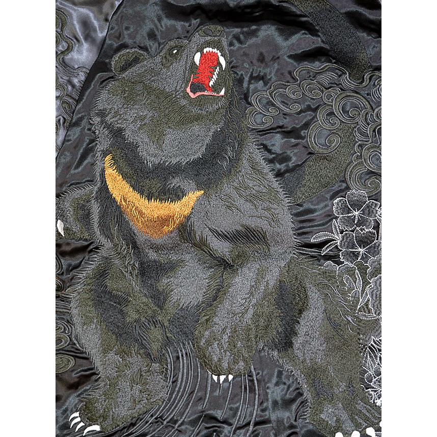 漆 ツキノワグマリバーシブルスカジャン 絡繰魂 241032 和柄 和風 熊 刺繍 スーベニジャケット からくり 漆 ツキノワグマリバーシブルスカジャン 絡繰魂 241032 和柄 和風 熊