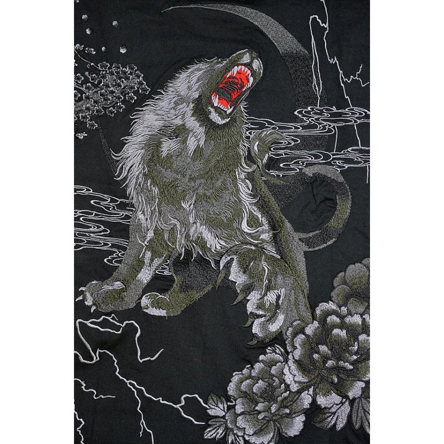 漆 漆の獅子半袖Tシャツ 絡繰魂 242077 和柄 和風 からくり ライオン