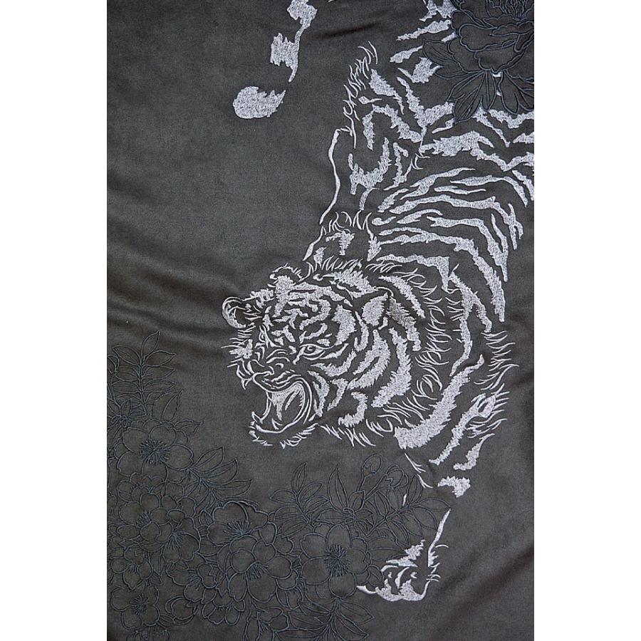 猛虎フェイクスウェードロングTシャツ 絡繰魂 244039 和柄 和風 刺繍