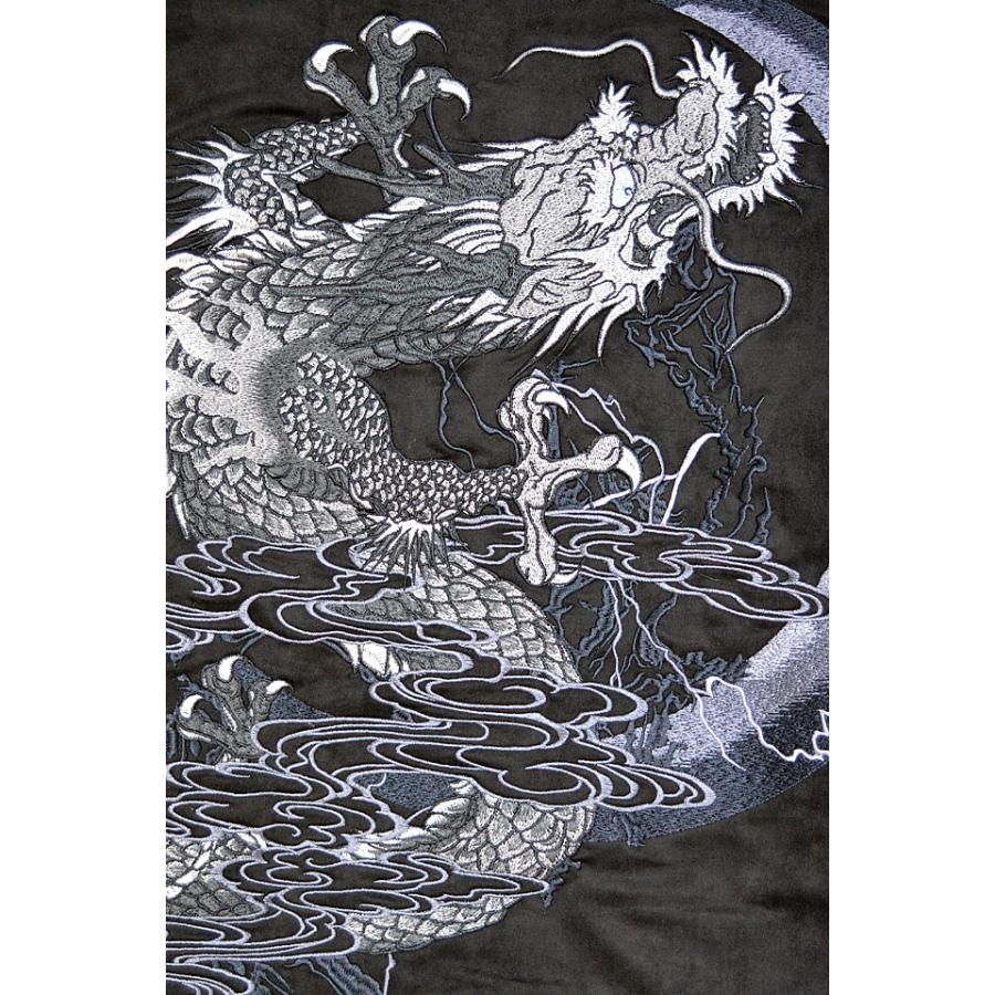 粋 月光龍フェイクスウェードブルゾン 絡繰魂 244036 和柄 和風 刺繍 竜 ドラゴン からくり 粋 月光龍フェイクスウェードブルゾン 絡繰魂 244036 和柄 和風 刺繍