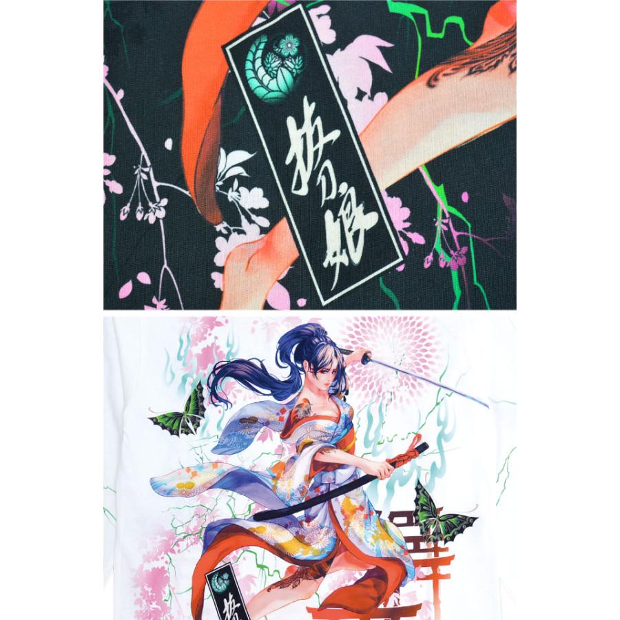抜刀娘 妃那妖炎ロングTシャツ 抜刀娘 251852 和柄 和風 長袖 着物 花魁 抜刀娘 妃那妖炎ロングTシャツ 251852 和柄 和風 長袖 着物 花魁