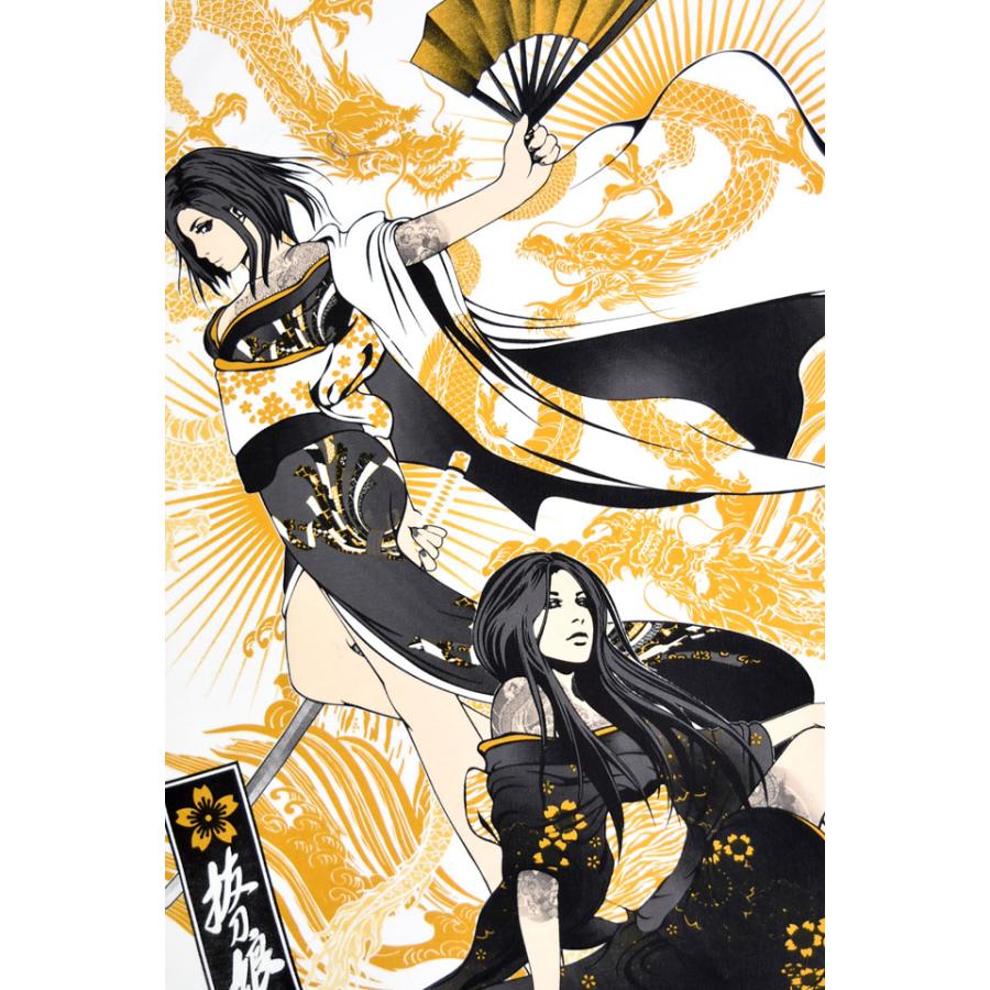 抜刀娘 龍ノ舞踏半袖Tシャツ 抜刀娘 252135 和柄 和風 花魁 着物 からくり 抜刀娘 龍ノ舞踏半袖Tシャツ 252135 和柄 和風 花魁 着物 からくり