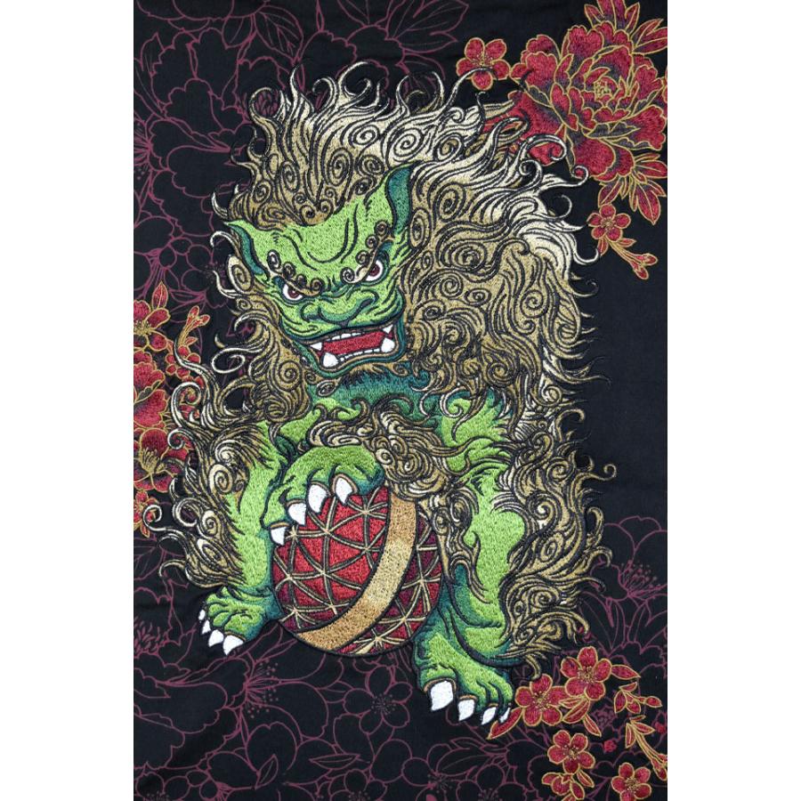 粋 唐獅子牡丹半袖Tシャツ 絡繰魂 252069 和柄 和風 刺繍 からくり爆買
