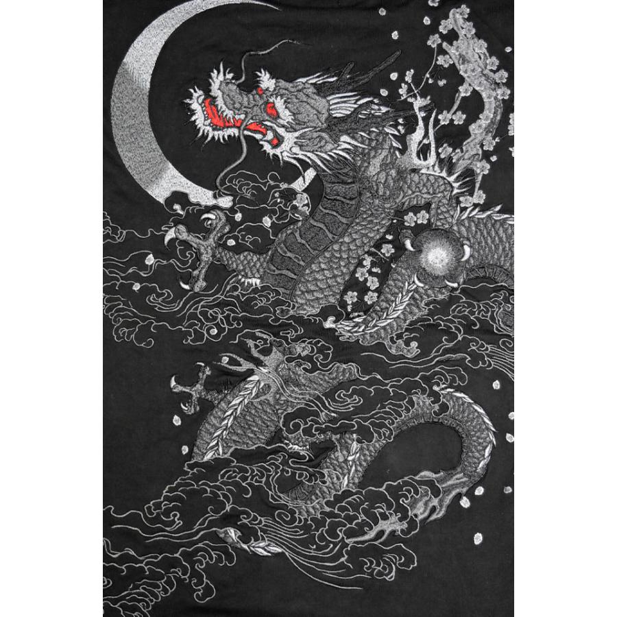 漆ノ龍 刺繍半袖Tシャツ 絡繰魂 252035 和柄 和風 竜 からくり