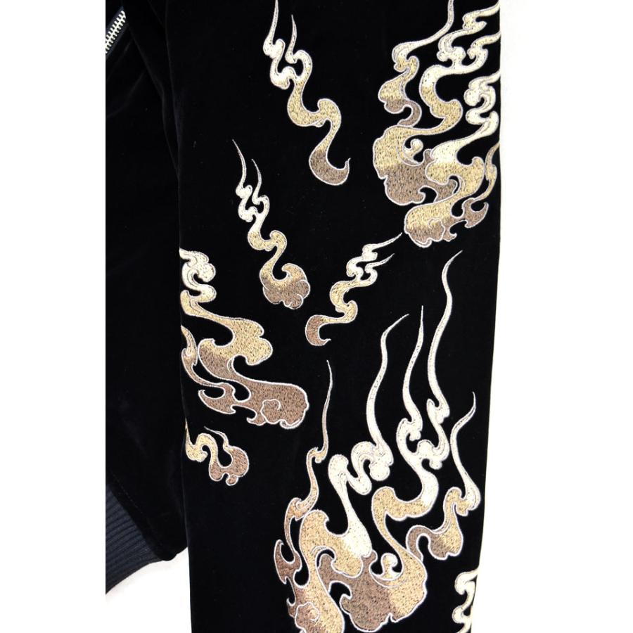 粋 火炎九尾の狐 別珍スカジャン 絡繰魂 253067 和柄 和風 キツネ 妖怪