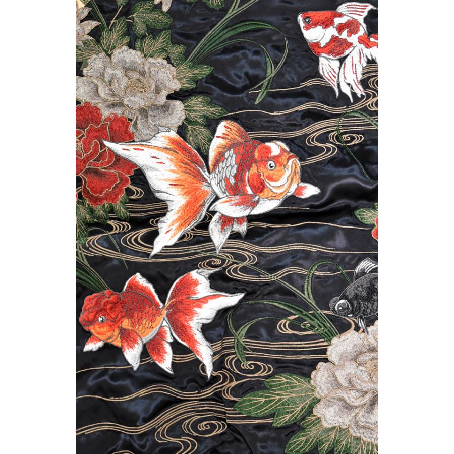 リバーシブル スカジャン 刺繍 金魚 蝶柄 サテン 和柄 ジャケット 楽天