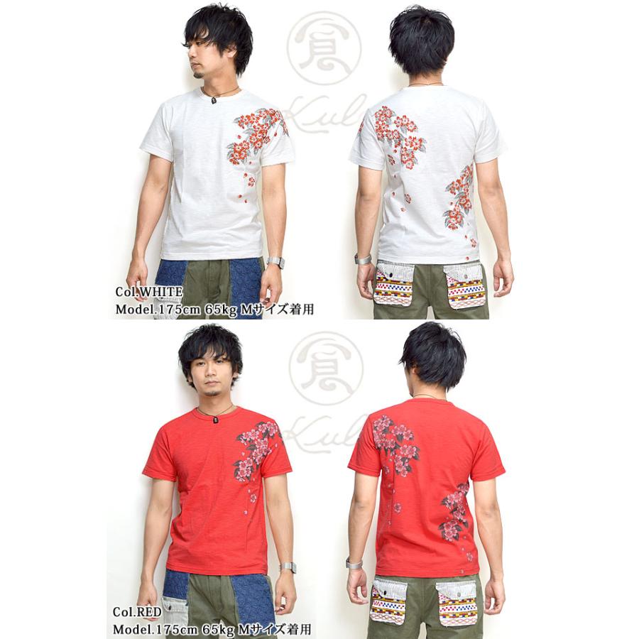 リアル桜柄スラブ天竺クルーネック半袖Tシャツ 備中倉敷工房 倉