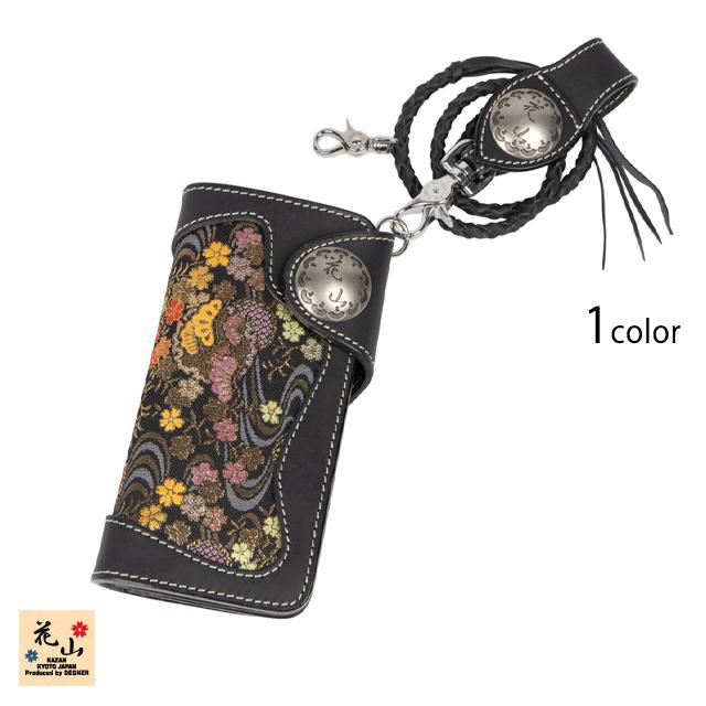 レザーウォレット「流水雪輪」【W-9AK】 花山 和柄 和風 長財布 本革 京都 デグナー バイカー レザーウォレット「流水雪輪」【W-9AK】 花山 和柄 和風 長財布 本革