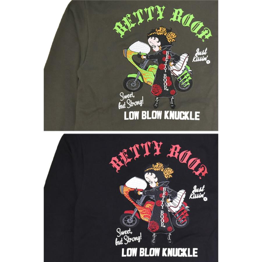 LBK×BETTY 夜露死苦ヤンキーBETTYフルジップスウェットパーカー ロウブロウナックル 595862 ベティーちゃん 刺繍 LBK×BETTY 夜露死苦ヤンキーBETTYフルジップスウェットパーカー ロウ