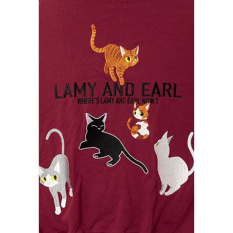 ラミ＆アール ラミとアールはどこでしょね？バルーン総刺繍パーカー LIN レディース AL-75097 黒猫 ネコ 鼠爆買_5