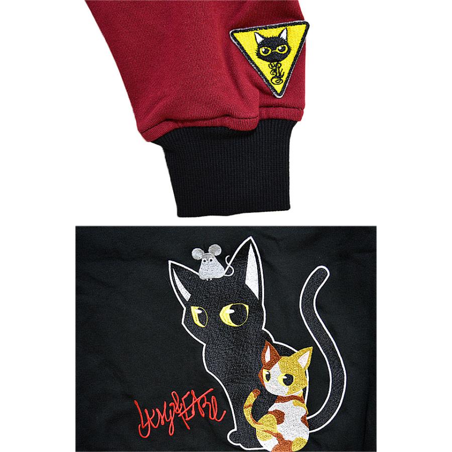 ラミアールフル刺繍バイカラーパーカー LIN AL-75047 猫 ネコ 鼠