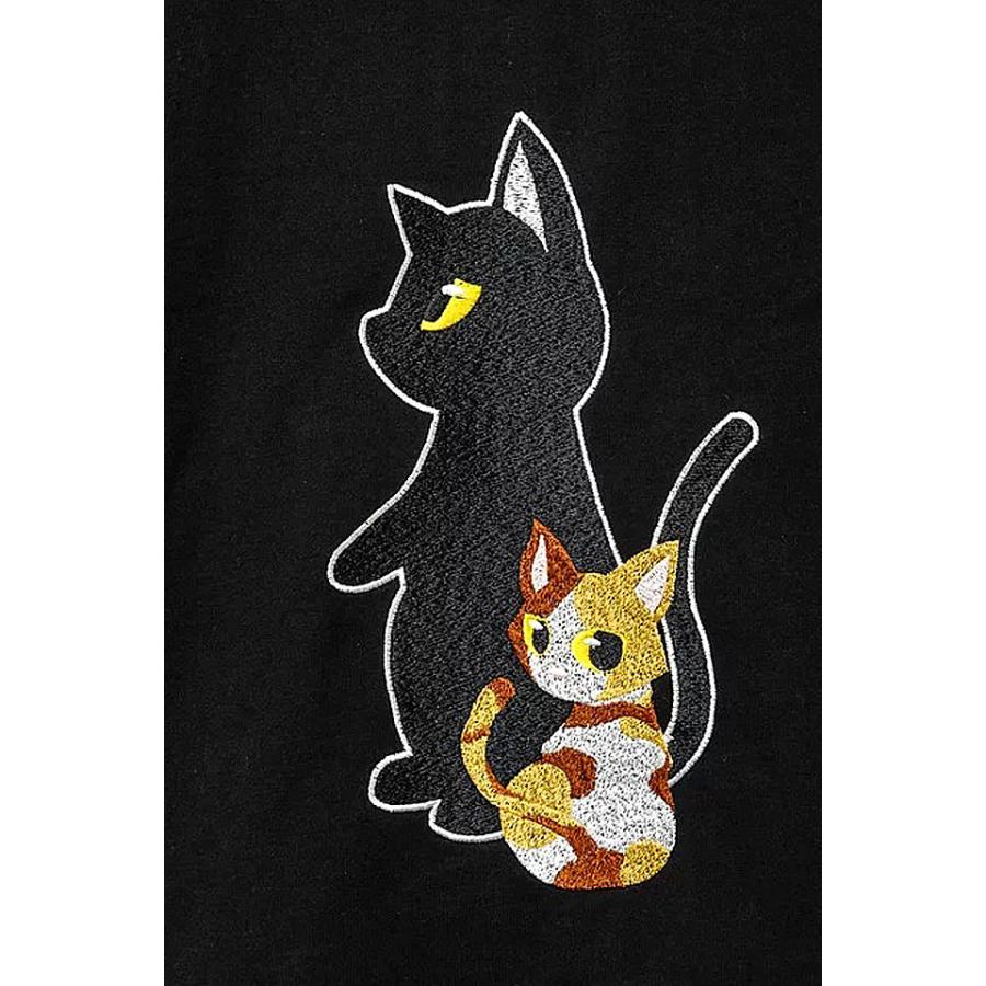 ラミ＆アール 和楽器総刺繍天竺ジップパーカー◇LIN ブラック XXL