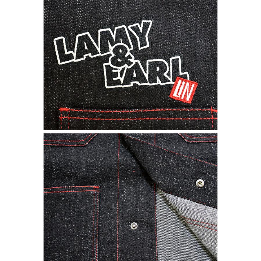 ラミ＆アール デニムカバーオールジャケット LIN AL-75061 黒猫 ネコ 鼠 ネズミ 刺繍 ラミ＆アール デニムカバーオールジャケット LIN AL-75061 黒猫 ネコ