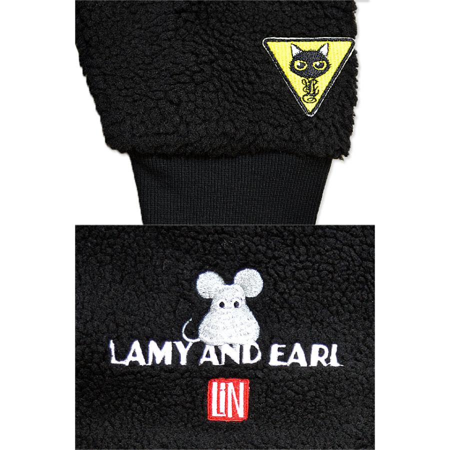 ラミ＆アール モコモコボアパーカー LIN AL-75056 黒猫 ネコ 鼠 ネズミ