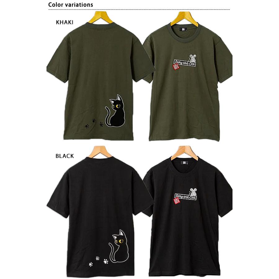 ラミ＆アール 振り向きラミ半袖Tシャツ LIN AL-75049 黒猫 ネコ ねこ