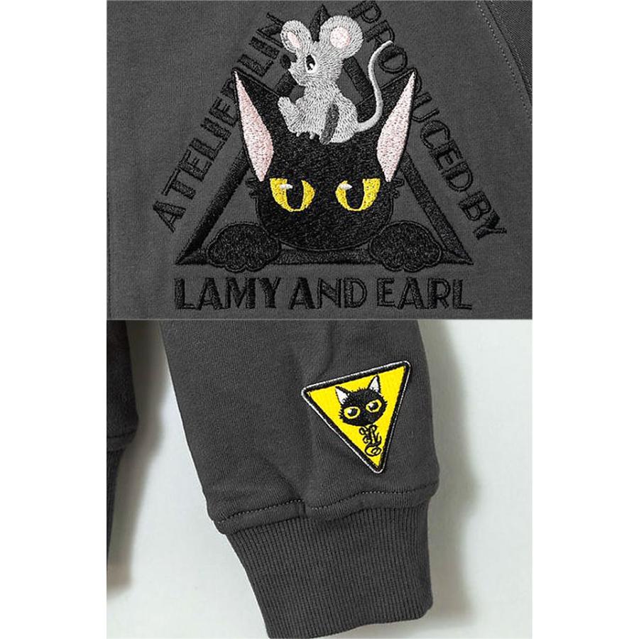 ラミ＆アール ロゴ総刺繍シンプルジップパーカー LIN AL-75093 猫 ネコ 鼠 ネズミ 和柄 ユニセックス ラミ＆アール ロゴ総刺繍シンプルジップパーカー LIN AL-75093 猫 ネコ