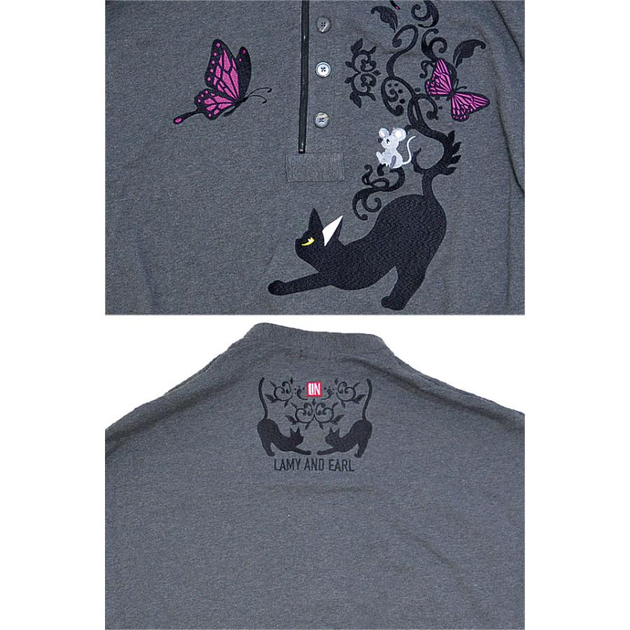 ラミ＆アール 植物尻尾ヘンリーネックBIGスウェット LIN AL-75103 黒猫