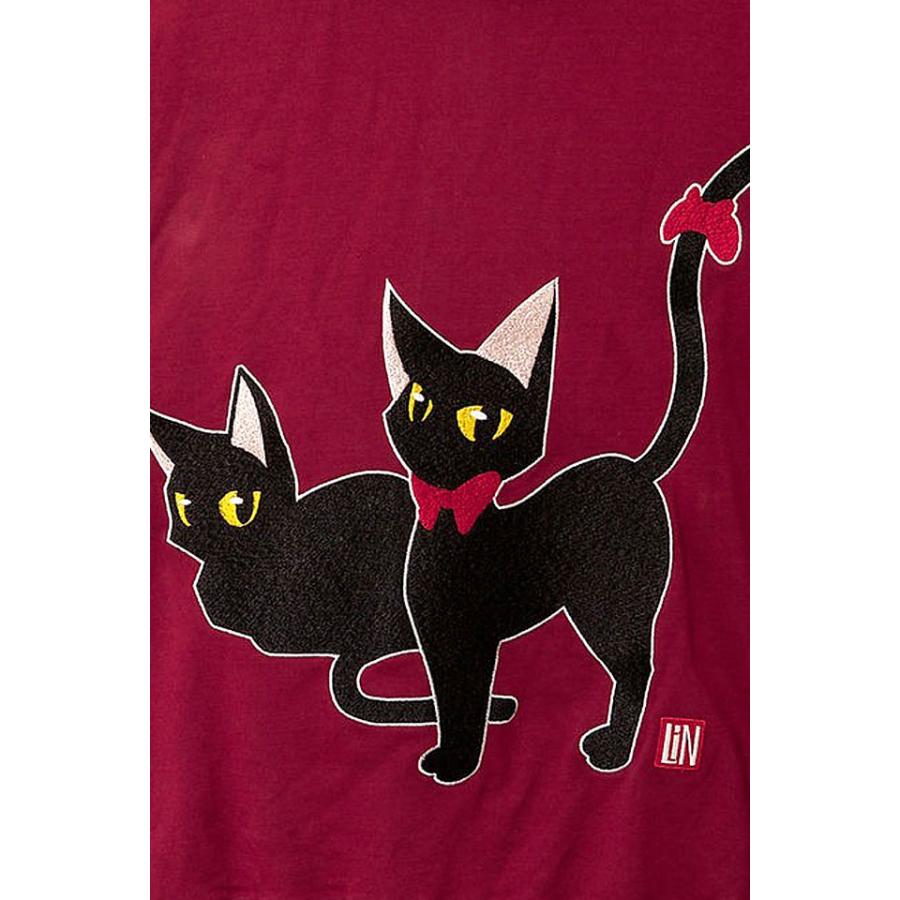 ラミ＆アール みんな寄り添って暖か総刺繍ビッグパーカー LIN AL-75094 黒猫 ネコ ねこ 鼠 ネズミ ユニセックス｜sakurastyle｜05