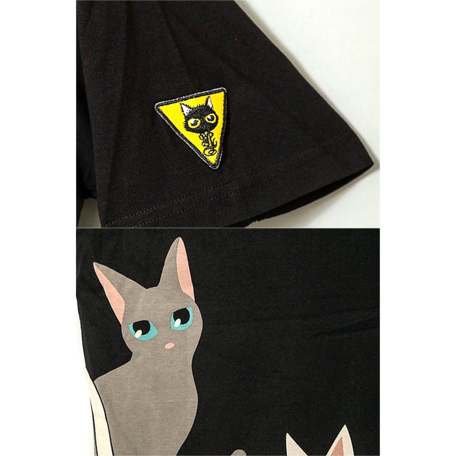 ラミ＆アール「一緒に遊びに行こうよ！」半袖Tシャツ LIN AL-75107 黒猫 ネコ ネズミ 鼠 ユニセックス ラミ＆アール「一緒に遊びに行こうよ！」半袖Tシャツ LIN AL-75107 黒