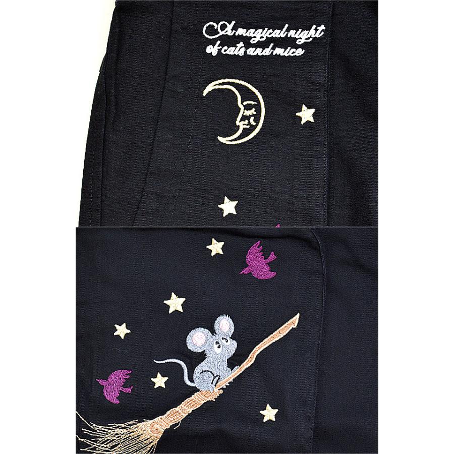 ラミ＆アール 魔法の夜パンツ LIN AL-75724 黒猫 ネコ ネズミ 刺繍 ユニ