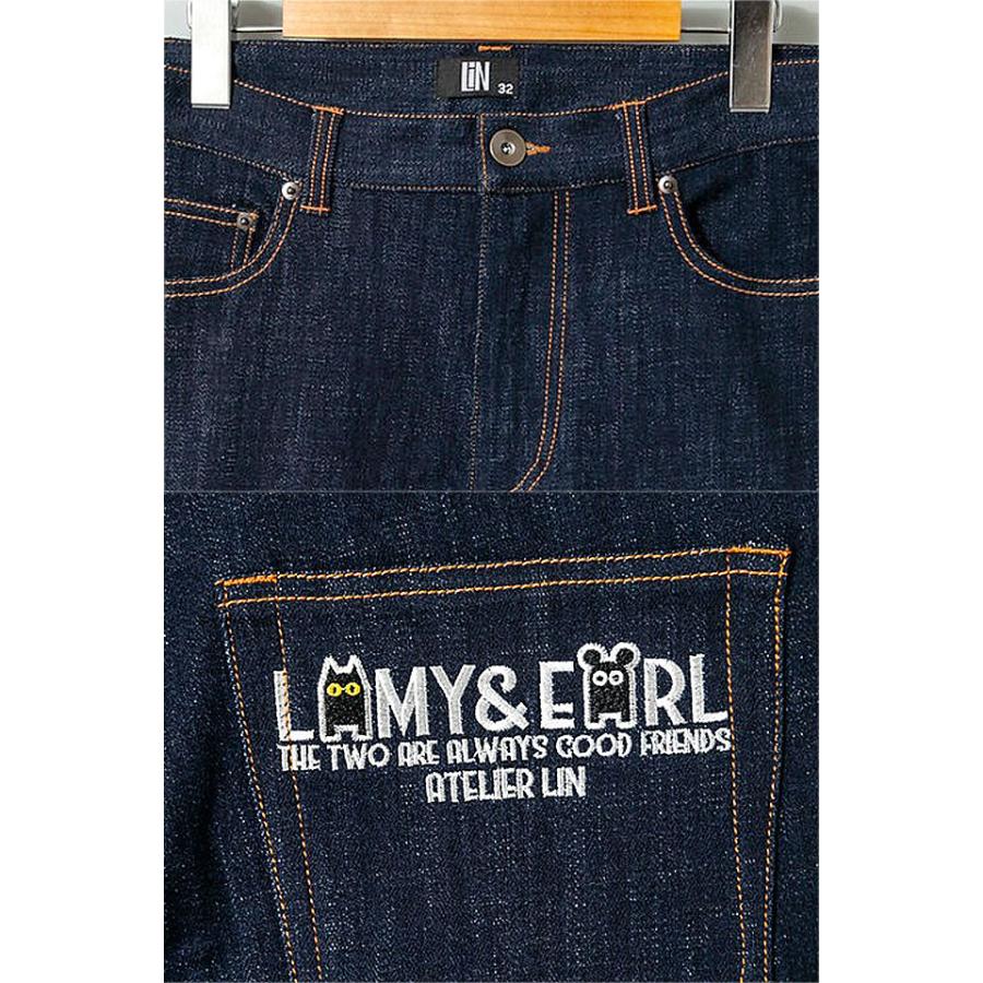 ラミ＆アール 雨が降ってきたデニムパンツ LIN AL-75123 刺繍 ジーンズ