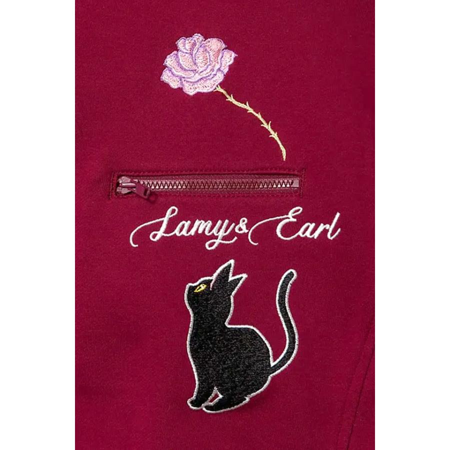 ラミ＆アール 記念切手長袖ジップパーカー LIN AL-75111 黒猫 ねこ