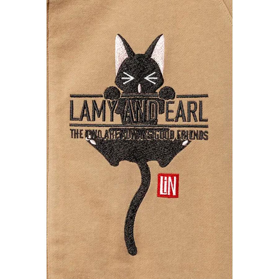 ラミ＆アール「LAMY AND EARLのロゴでキャットタワー」総刺繍ジップパーカー LIN AL-75126 黒猫 ネコ ネズミ ユニセックス爆買_3