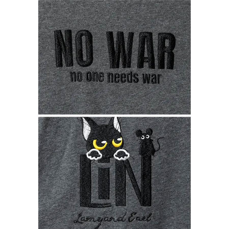 ラミ＆アール「NO WAR」BIGスウェット LIN AL-75808 和柄 黒猫 ネコ 鼠