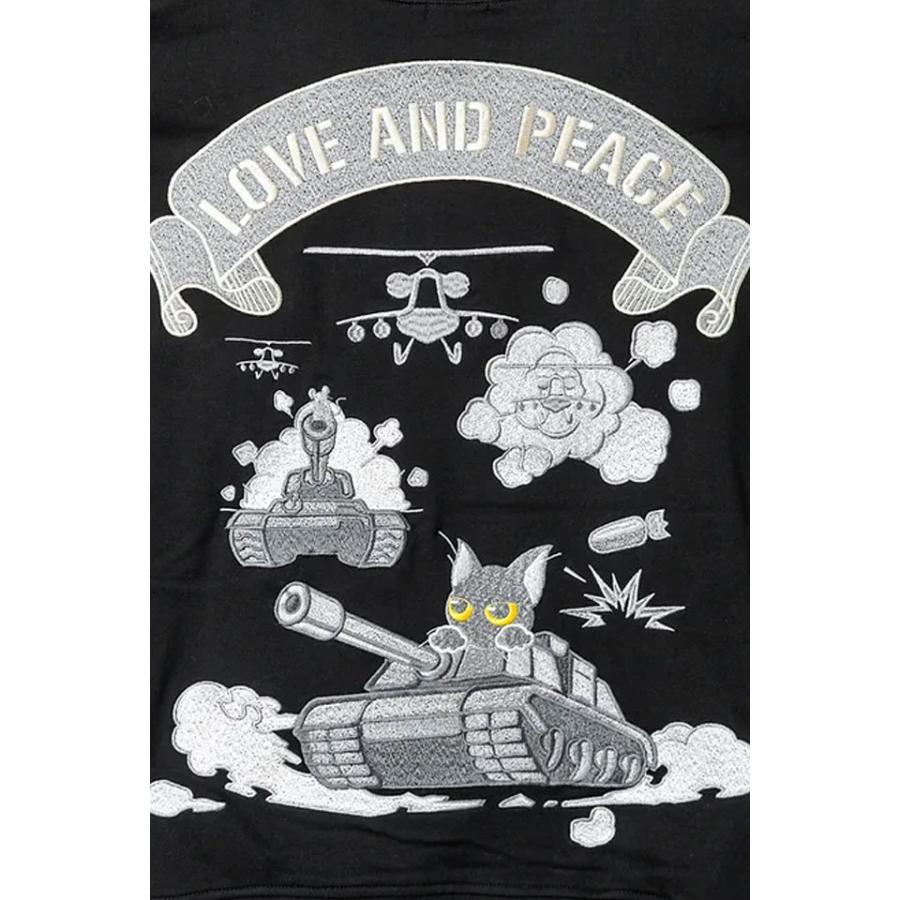 ラミ＆アール「NO WAR」BIGスウェット LIN AL-75808 和柄 黒猫 ネコ 鼠