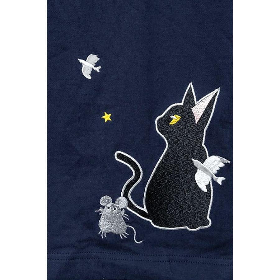 ラミ＆アール ペンキ塗りたて総刺繍斜めZIPロング丈パーカー LIN AL-75768 猫 ネコ 鼠 ユニセックス 刺繍 ラミ＆アール ペンキ塗りたて総刺繍斜めZIPロング丈パーカー LIN AL