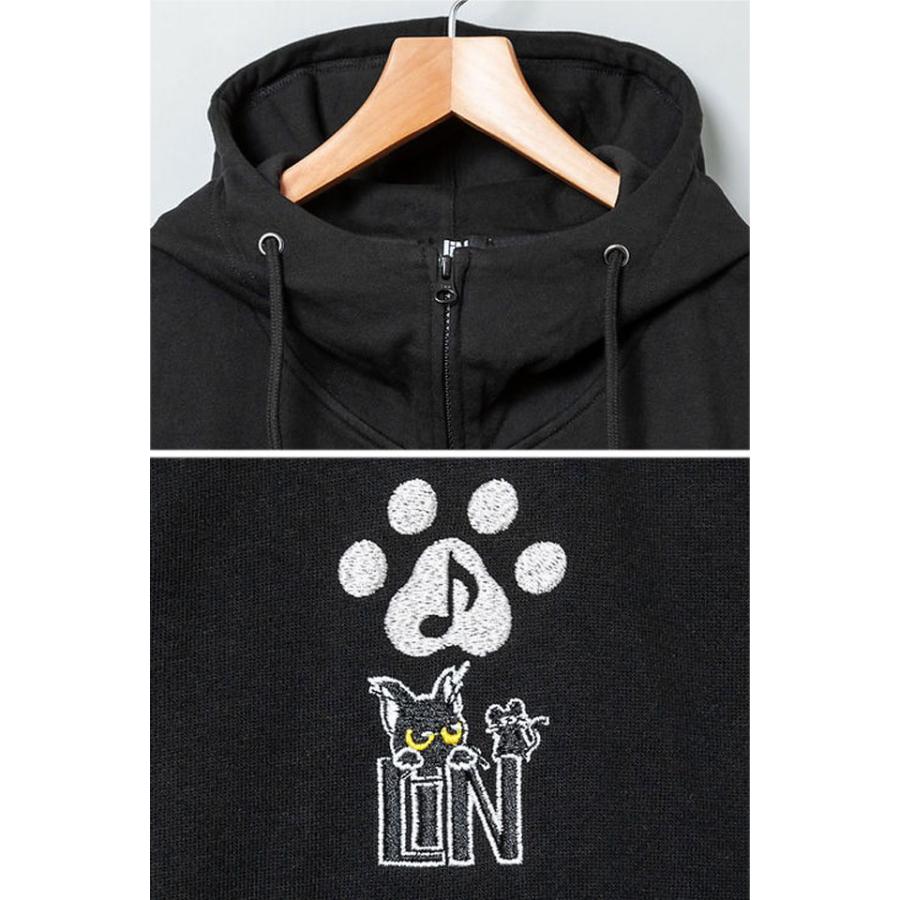 ラミ＆アール 和楽器総刺繍天竺ジップパーカー LIN AL-75617 黒猫 ネコ ネズミ 唐草 和柄爆買_3