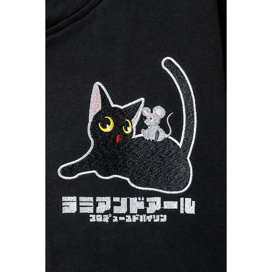 ラミ＆アール アートなラミアンドアールジップパーカー LIN AL-75136 黒猫 ネコ ネズミ 鼠 ユニセックス ラミ＆アール アートなラミアンドアールジップパーカー LIN AL-75136