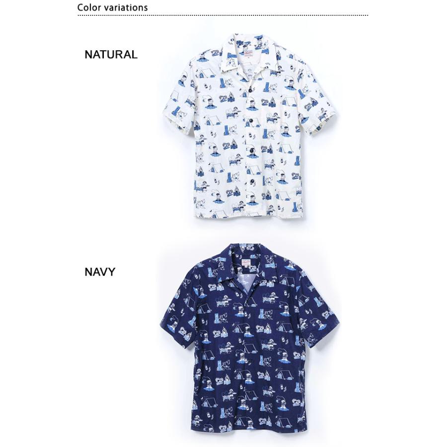 オリジナルキャンプ柄半袖アロハシャツ 桃太郎ジーンズ 06-100  