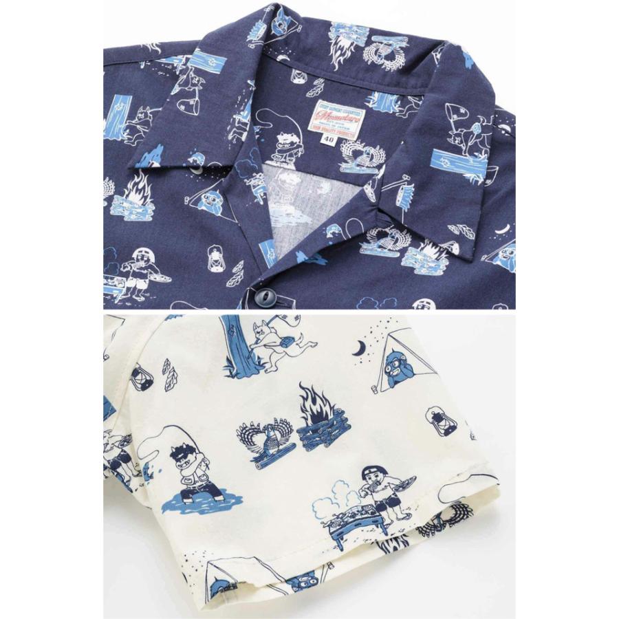 オリジナルキャンプ柄半袖アロハシャツ 桃太郎ジーンズ 06-100  